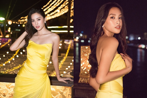 Tại buổi tiệc chào đón tuổi 19 của mình, Tiểu Vy chọn một chiếc váy vàng ôm sát, khoe nhan sắc rạng rỡ. Hoa hậu Việt Nam 2018 ngày càng được khen ngợi về nhan sắc sau một năm đăng quang. Dù mang trên mình trọng trách của một nàng Hậu nhưng Tiểu Vy vẫn trần đầy sự trẻ trung, hồn nhiên đúng lứa tuổi của mình.    