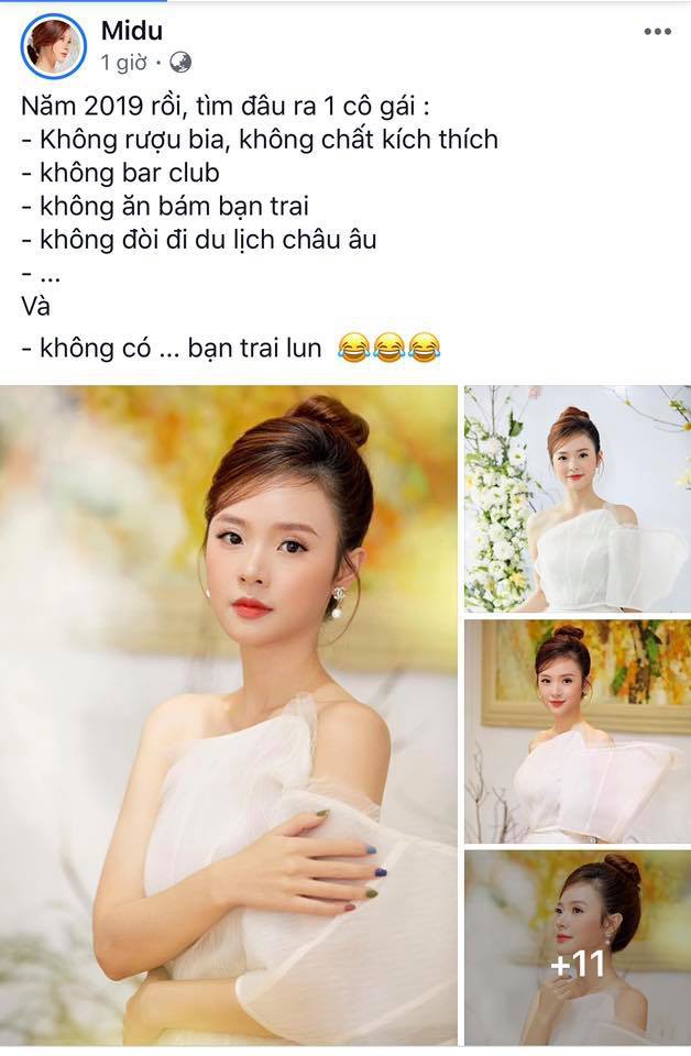 Dòng trạng thái được Midu chia sẻ trên trang cá nhân.