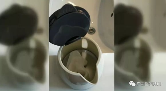 Chiếc băng vệ sinh đã qua sử dụng bị 2 vị khách để ở trong ấm đun nước.