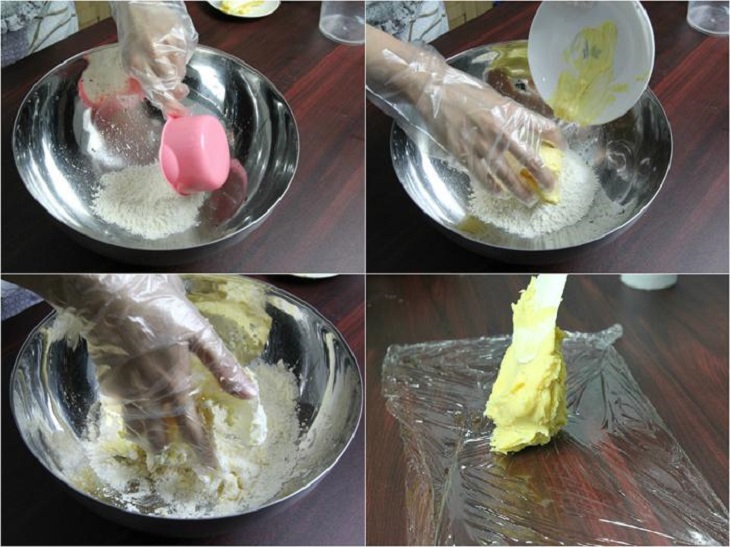 Trộn bột với bơ rồi để trong tủ lạnh.