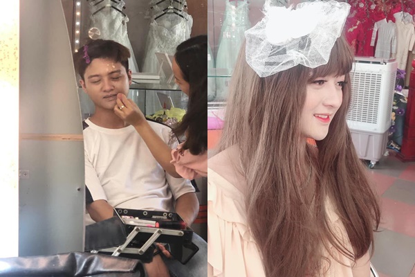Anh chàng trước và sau khi make up.