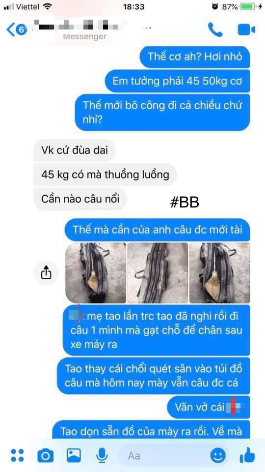 Đoạn tin nhắn của anh chồng và cô vợ.