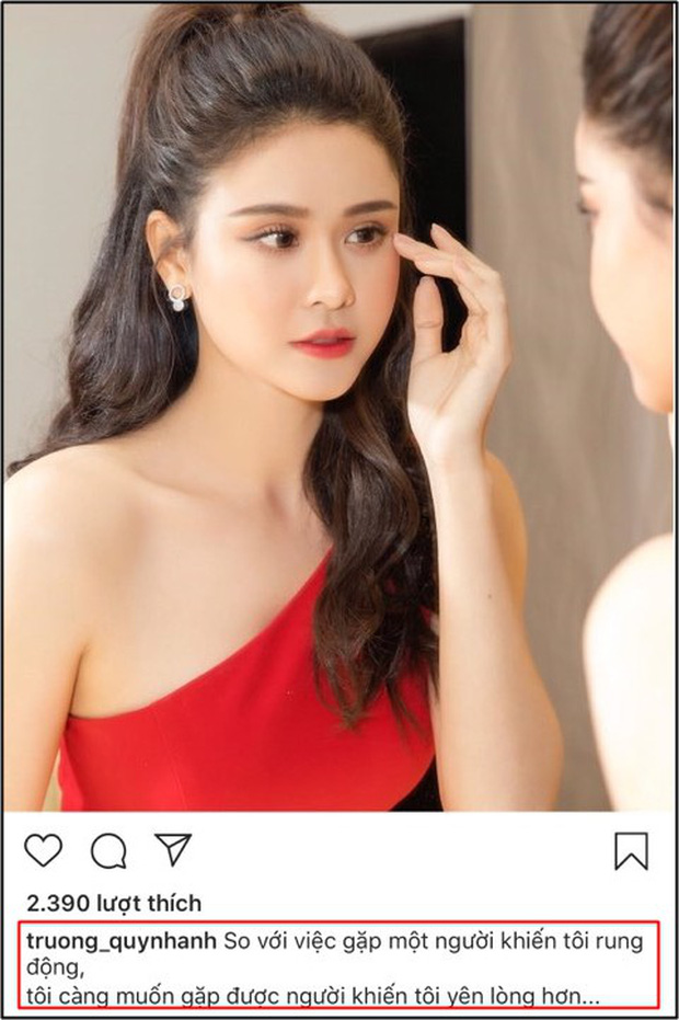 Trước lời tâm sự của cô, nhiều người cho rằng Trương Quỳnh Anh đang úp mở chuyện sẽ mở lòng với người đàn ông khác khiến cô yên lòng hơn sau cuộc hôn nhân đổ vỡ trước đó. Điều khiến dư luận bất ngờ, đây là lần hiếm hoi Trương Quỳnh Anh bật mí tiêu chí chọn người yêu của minh sau gần 1 năm ly hôn.    