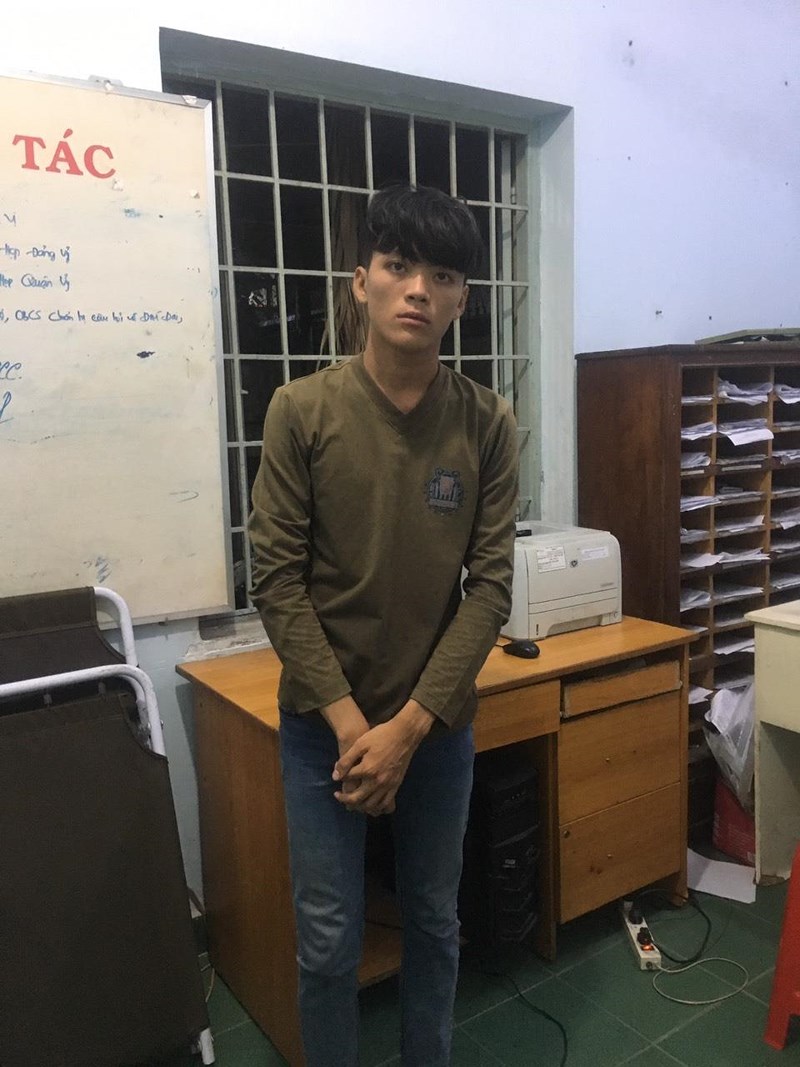 Đối tượng Quốc tại cơ quan công an. Ảnh: Công an cung cấp