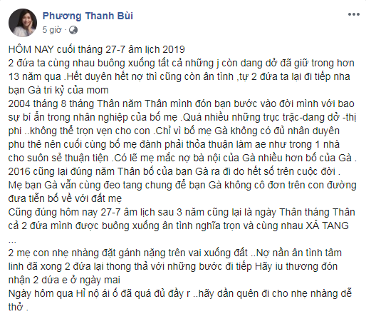 Vào đúng 3 năm ngày mất bố của con gái, trên trang cá nhân, Phương Thanh đã có những chia sẻ vô cùng xúc động.