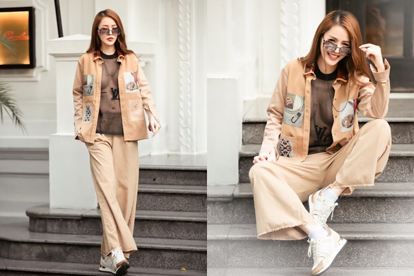 Trong bộ ảnh mới đây được tình cũ Trường Giang thực hiện tại Hà Nội, Quế Vân thử nghiệm với phong cách thời trang khác nhau từ dịu dàng, thanh lịch đến cá tính, năng động. Đặc biệt nhất chính là sự kết hợp áo xuyên thấu với áo khoác và quần suông ống rộng đi giày thể thao. Vốn dĩ thiết kế xuyên thấu vốn đã hở bạo, được ví là mặc như không mặc, Quế Vân còn táo bạo hơn khi không mặc nội y để lộ vòng một lấp ló.    