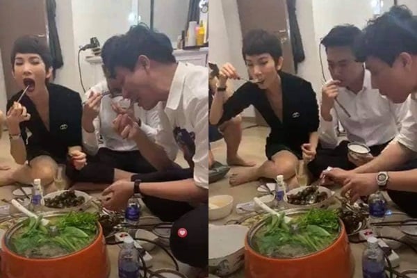 Qua hình ảnh được chia sẻ, cựu người mẫu Xuân Lan đã có hành động để tay lên đùi của diễn viên Quốc Trường khi cả hai đang cùng ăn uống tại nhà riêng của Hoa hậu Thu Hoài. Đồng thời chính thái độ ngại ngùng của nam diễn viên Quốc Trường cũng là điều mà dư luận quan tâm. Theo đó, cộng đồng mạng cũng đặt ra nghi vấn chính Xuân Lan là người đưa Quốc Trường tới buổi ăn uống này, bởi lẽ nam diễn viên 