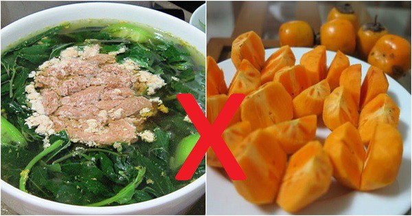 Không ăn hồng với canh cua