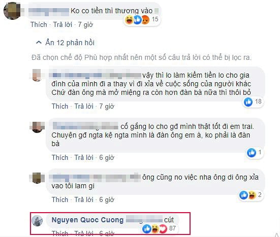 Doanh nhân phố núi đáp lại bình luận cho rằng Đàm Thu Trang lấy anh vì tiền.    