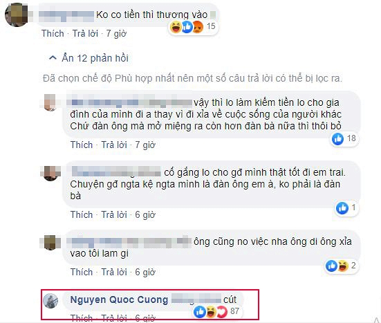 Doanh nhân phố núi đáp lại bình luận cho rằng Đàm Thu Trang lấy anh vì tiền.  