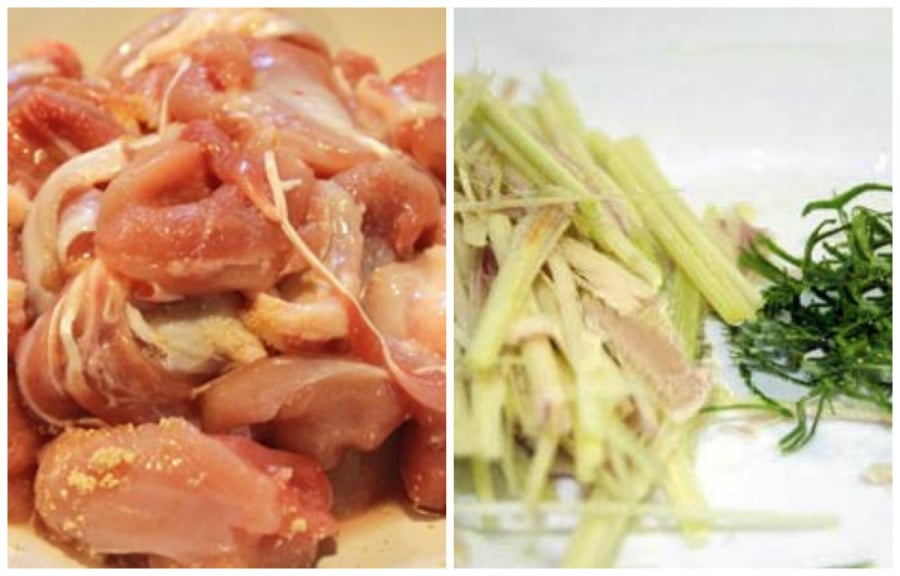 Nguyên liệu làm món gà rang muối