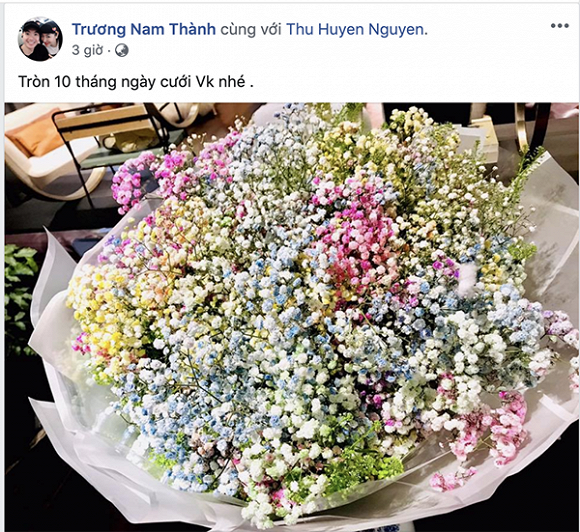 Nam diễn viên kỉ niệm tròn 10 tháng ngày cưới với bà xã.
