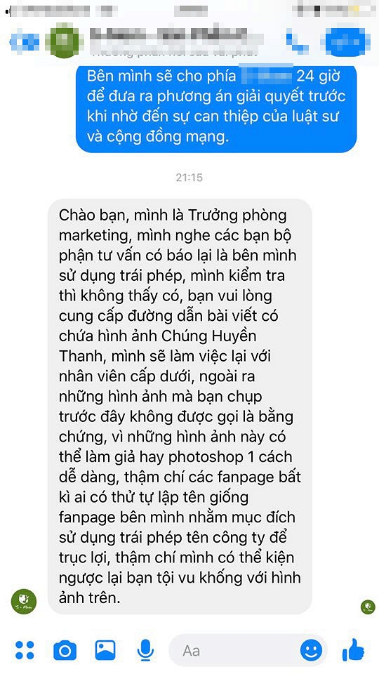 Tuy nhiên, sau đó nhãn hàng đã đáp lại cực gắt, còn dọa kiện lại phía Chúng Huyền Thanh.