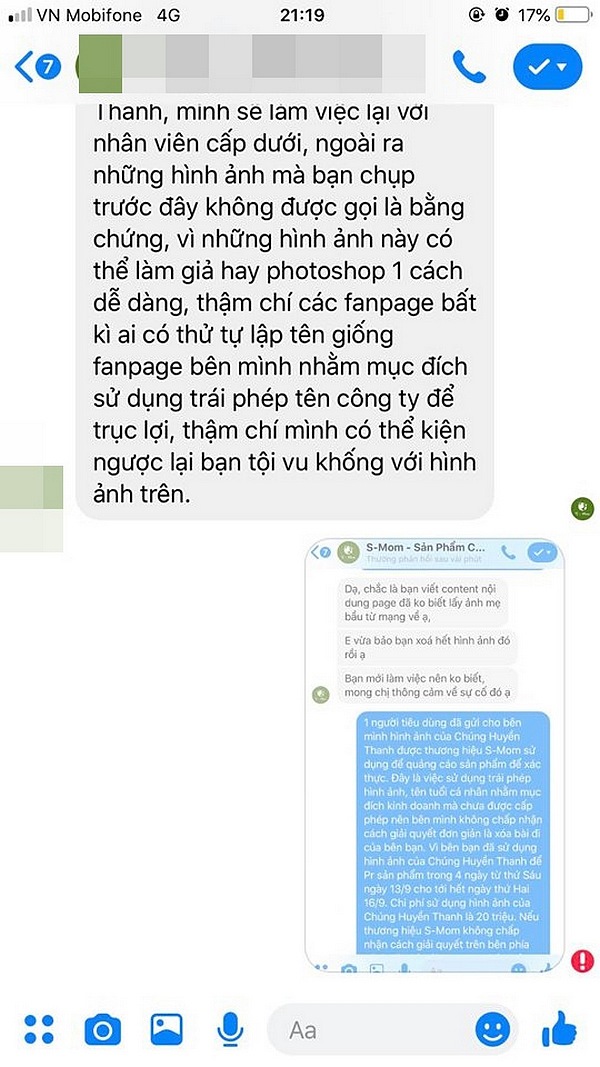 Sau đó, Facebook của Chúng Huyền Thanh đã bị nhãn hàng này chặn.