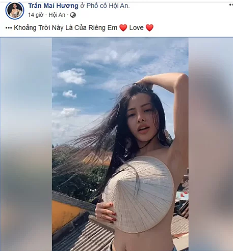 Hình ảnh cô gái chụp ảnh phản cảm ở Hội An. Ảnh: Chụp màn hình.