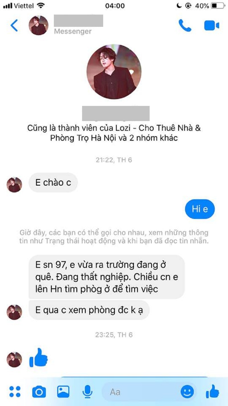 Cô gái nhắn tin xin ở ghép.