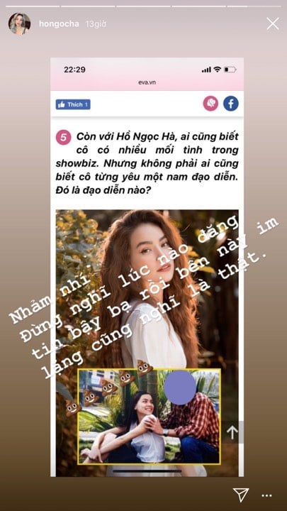Trước tin đồn từng yêu một đạo diễn, Hồ Ngọc Hà chia sẻ: 