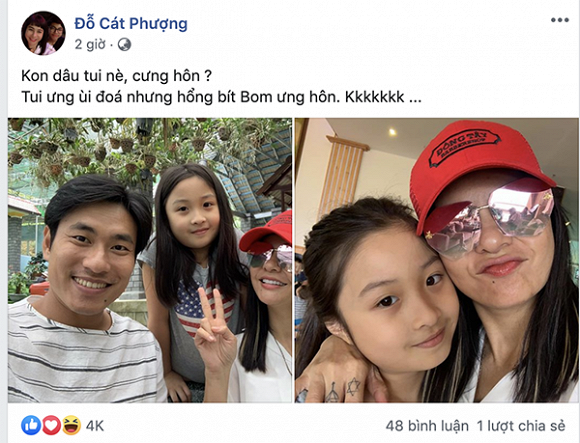 Cát Phượng khoe con dâu xinh xắn, đáng yêu.