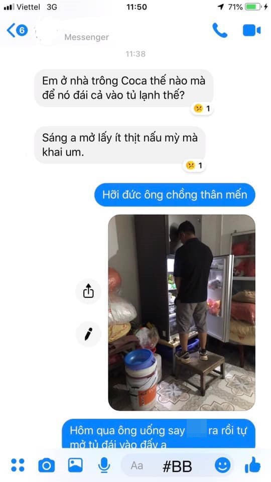 Anh chồng nhắn tin trách vợ vì để con đi vệ sinh vào tủ lạnh.