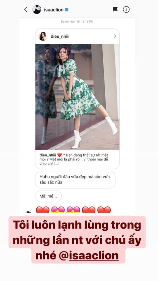 Isaac liên tục bày tỏ tình cảm với Diệu Nhi nhưng cô nàng lại luôn lạnh lùng.