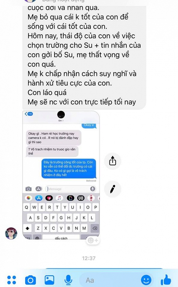 Mẹ chồng nói Nguyễn Hợp láo, không chấp nhận cách suy nghĩ và hành vi tiêu cực của con dâu.    