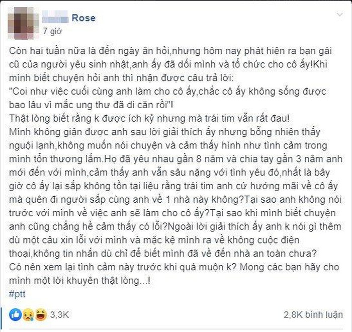 Câu chuyện được chia sẻ lên mạng xã hội.