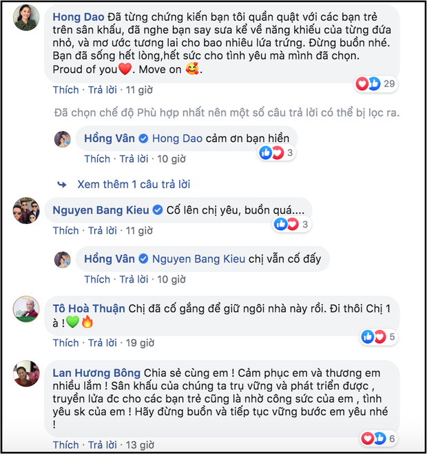 Nhiều nghệ sĩ đều bày tỏ sự xót xa và động viên NSND Hồng Vân.