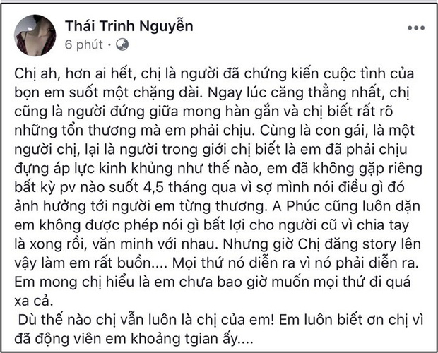 Chia sẻ đầy bức xúc Thái Trinh, tuy nhiên sau tầm 30 phút cô đã xoá khỏi trang cá nhân.    