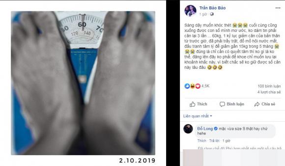 BB Trần khoe giảm gần 15 kg trong vòng 5 tháng.    