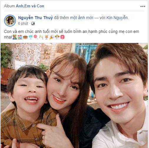 Thu Thủy gửi lời chúc mừng sinh nhật đến chồng trẻ.