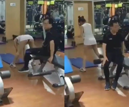 Chiếc váy ngắn của cô gái trong phòng tập khiến nhiều người ngán ngẩm.