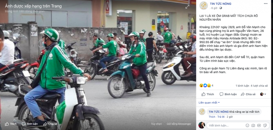 Thông tin chia sẻ trên mạng xã hôi. Ảnh chụp màn hình.