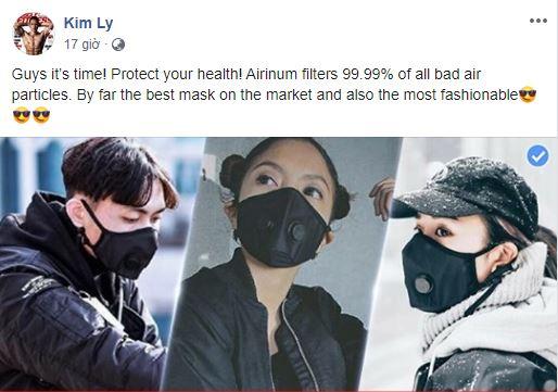Kim Lý kêu gọi dùng khẩu trang chống ô nhiễm.    