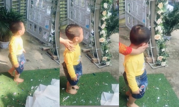 Hình ảnh cậu bé chạy theo chị về nhà chồng quên cả dép.