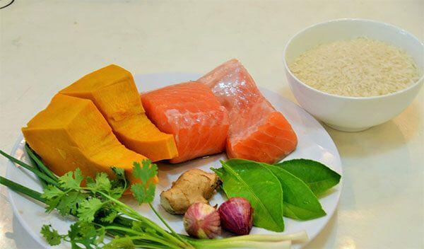 Nguyên liệu nấu cháo cá hồi
