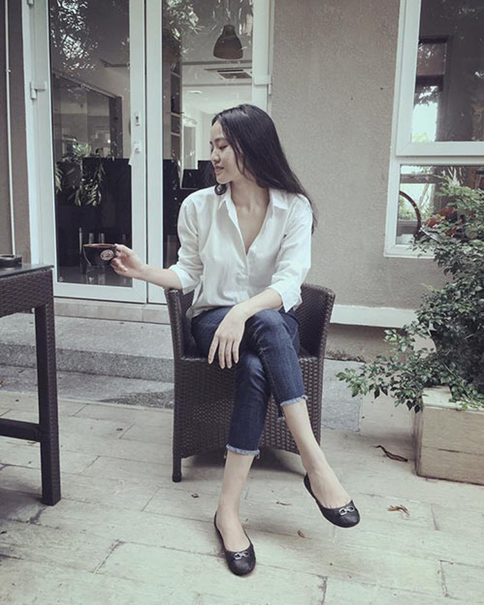 Hình ảnh thảnh thơi, thư thái của bà mẹ hai con khiến không ít người ghen tỵ.
