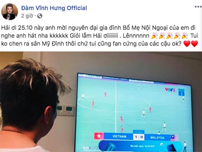 Đàm Vĩnh Hưng làm điều đặc biệt cho Shbet111 slot, casino, thể thao, xổ số Quang Hải sau khi tuyển Việt Nam chiến thắng Malaysia.    