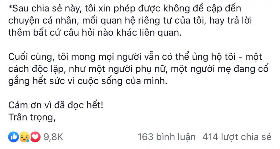 Nguyên văn dòng trạng thái được Gào đăng tải trên trang cá nhân.