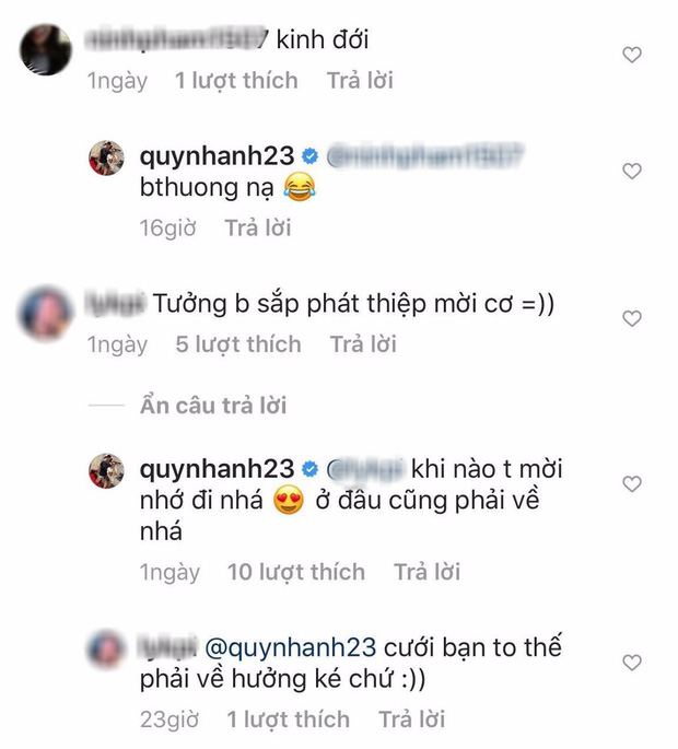 Những bình luận bên dưới bài đăng của Quỳnh Anh.