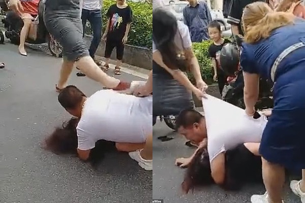 Người chồng bảo vệ nhân tình trước những trận đòn của vợ.