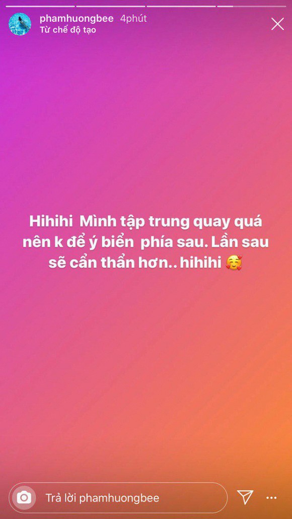 Ngay sau đó, Phạm Hương đã đưa ra lời giải thích về hành động của mình.