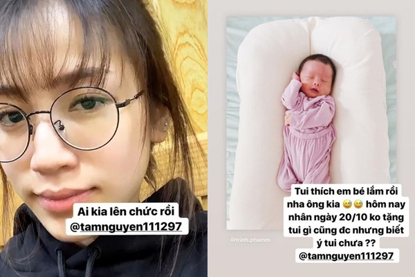 Cô nàng úp mở chuyện mang bầu trên trang cá nhân.