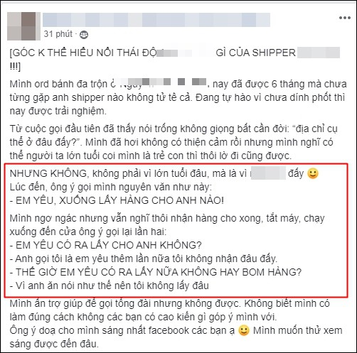 Câu chuyện được chia sẻ trên mạng xã hội.