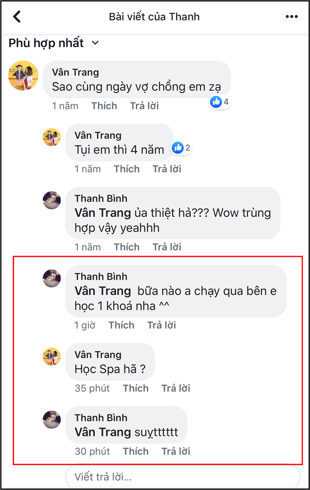 Trái ngược với thái độ của Ngọc Lan, Thanh Bình lại âm thầm bình luận lại bài đăng kỷ niệm 3 năm ngày yêu với Ngọc Lan từ năm 2018.    