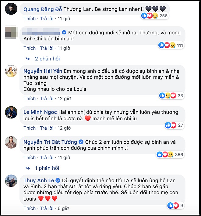 Nhiều sao Việt đều gửi lời khuyên cả hai nên mạnh mẽ để cùng nuôi dạy con trai Louis sau khi không còn là vợ chồng.