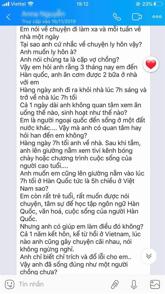 Những tin nhắn nạn nhân gửi cho chồng.