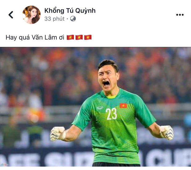 Khổng Tú Quỳnh cũng phấn khích trước sự xuất sắc của Đặng Văn Lâm.