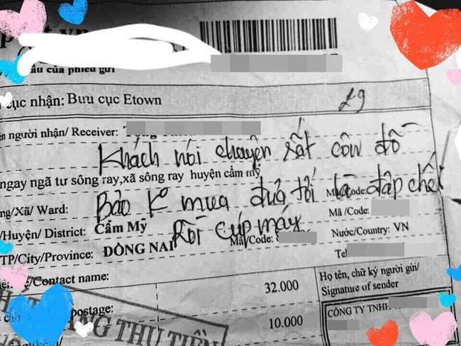 Dòng ghi chú trên bưu kiện gây xôn xao.