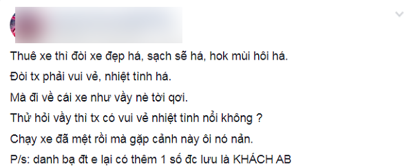 Dòng chia sẻ của tài xế ô tô.