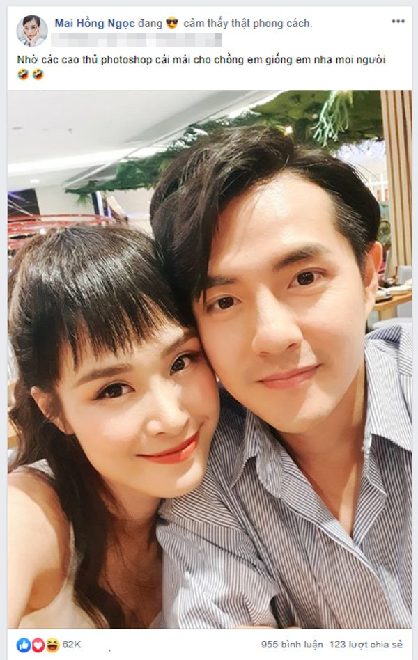 Nữ ca sĩ gây chú ý khi nhờ cộng đồng mạng photoshop thêm tóc mái cho ông xã.